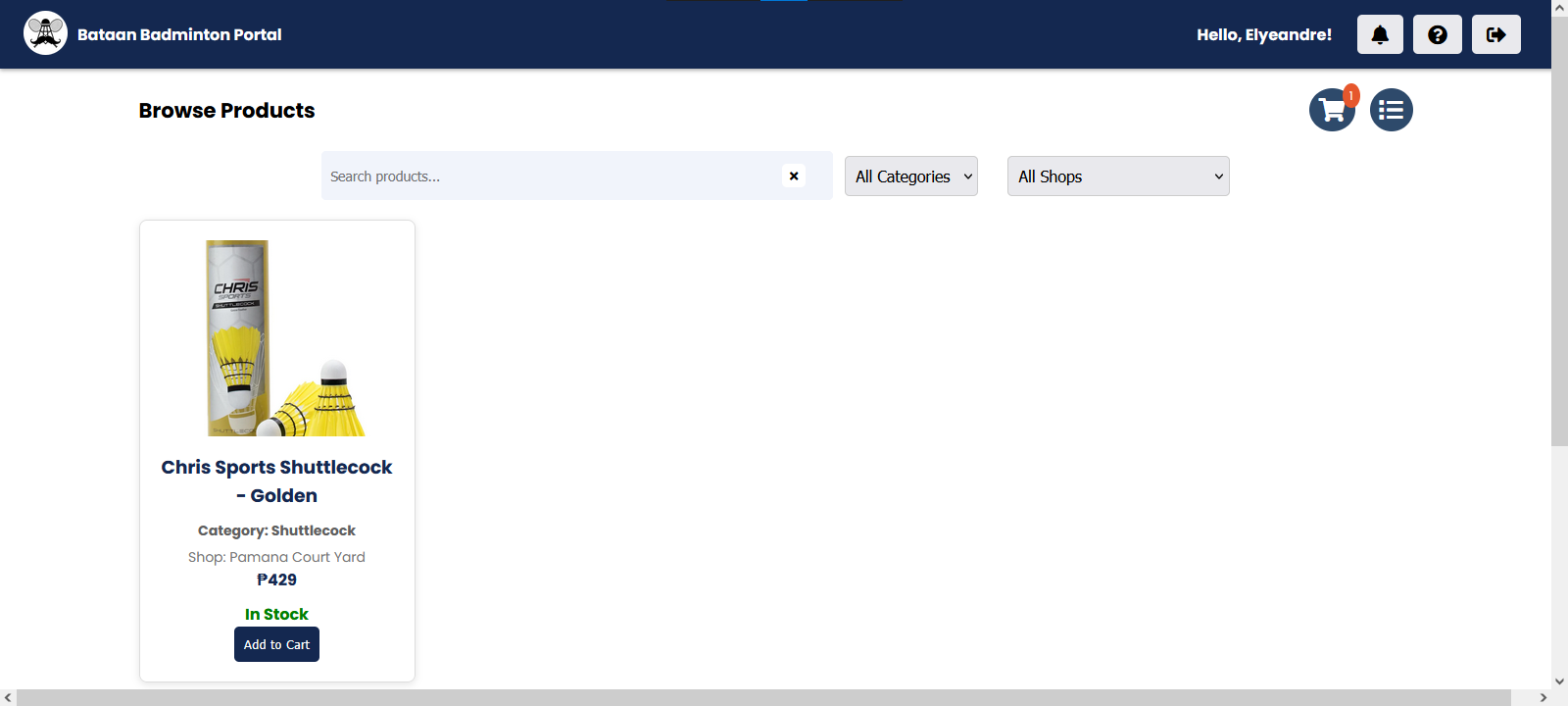 Badminton Portal Screenshot 2