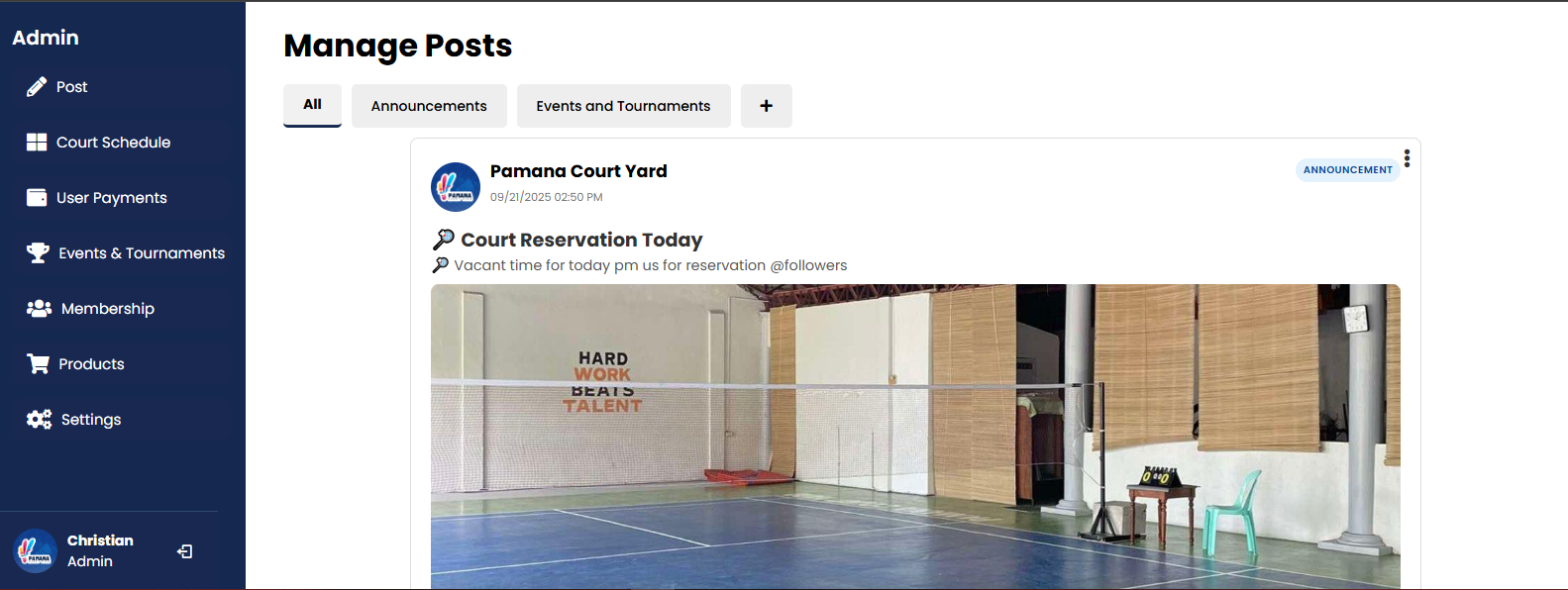 Badminton Portal Screenshot 3