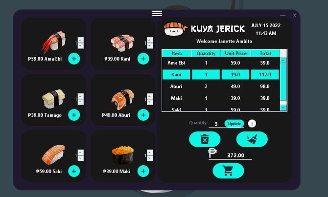 Sushi Ordering System - Cart
